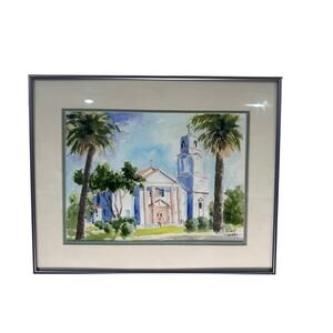 Mister Roberts Original Watercolor Church Painting Framed